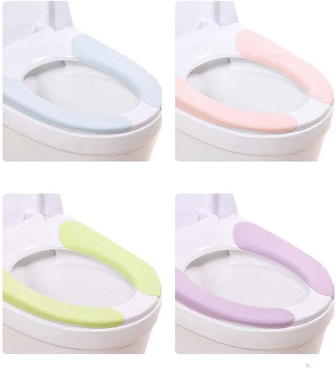 Bathroom Warmer Toilet Seat Cover Pads 4 Pack Washable and Reusable Cushion for Winter