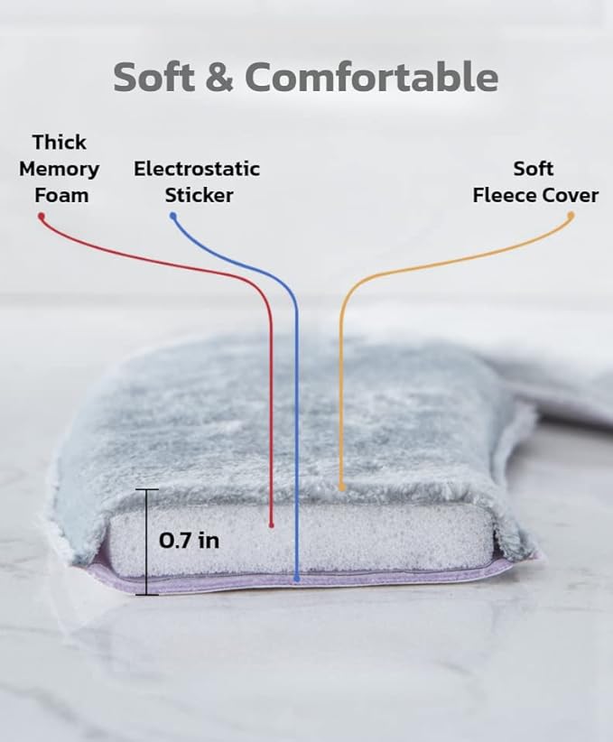 Thick Warm Cushioned Toilet Seat Cover | Stick-On Washable Reusable Toilet Memory Foam Cushion Pad for Elongated Toilets