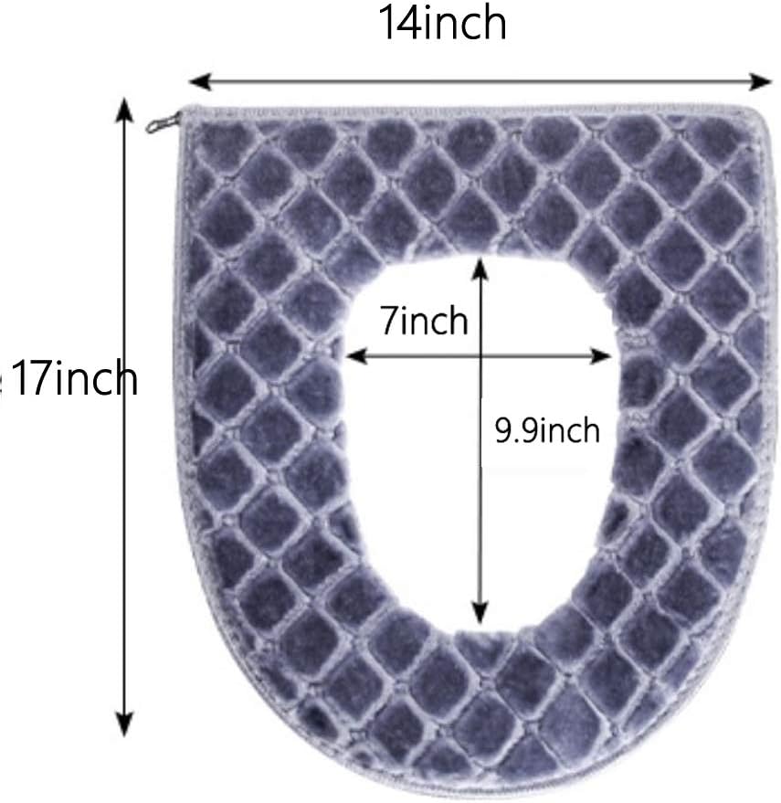 Toilet Seat Cushion - Soft, Thicker, Warmer Washable Covers with Zipper - Home Reusable (Gray)