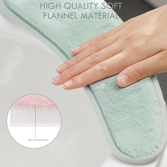 Thick and Warm Toilet Seat Cushion Cover - with Sticky Toilet Seat Cushion - Washable and Reusable Mat for Winter - Double Flap Separation, TPR Back Adhesive, Soft and Protective (Green)