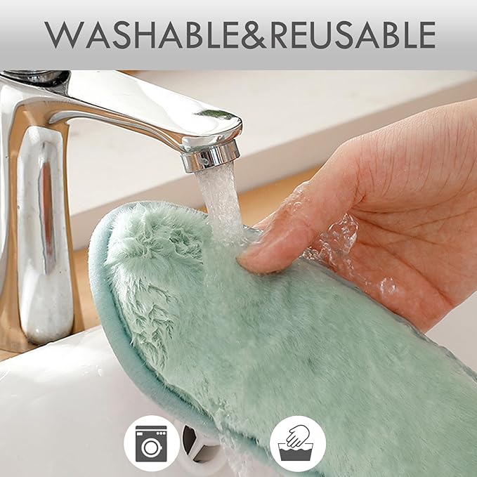 Thick and Warm Toilet Seat Cushion Cover - with Sticky Toilet Seat Cushion - Washable and Reusable Mat for Winter - Double Flap Separation, TPR Back Adhesive, Soft and Protective (Green)