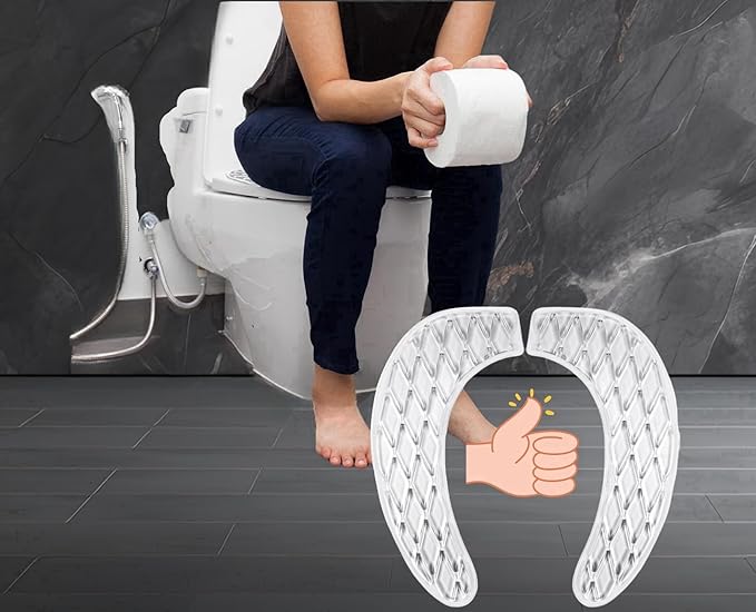 Toilet Seat Cushion - Portable and Washable - Universal padded toilet seat for Standard U Shape Toilet Seats -Adhesive Toilet Seat Cushion for Women Seniors(Clear)