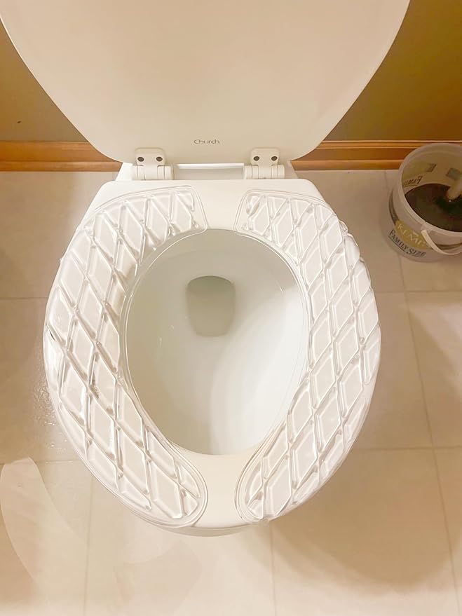 Toilet Seat Cushion - Portable and Washable - Universal padded toilet seat for Standard U Shape Toilet Seats -Adhesive Toilet Seat Cushion for Women Seniors(Clear)