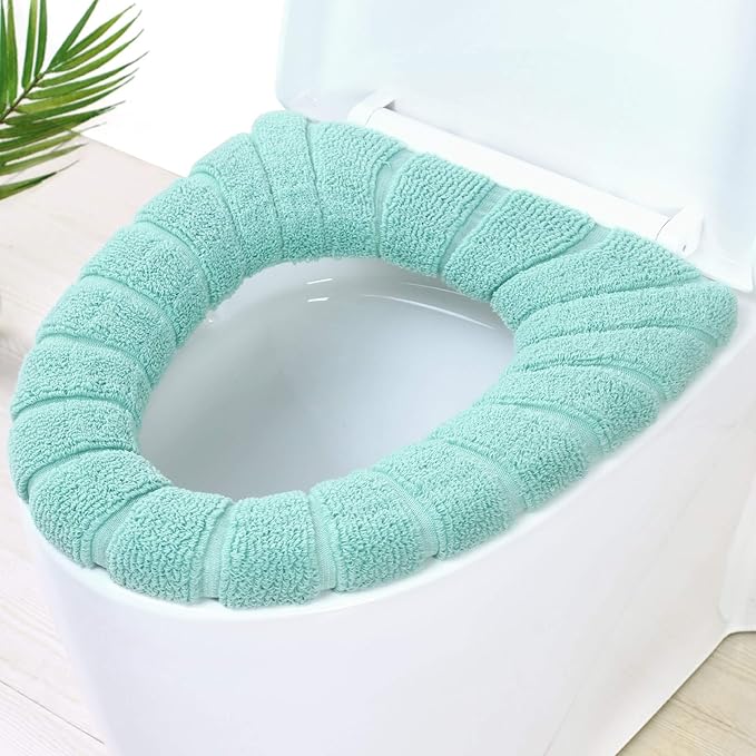 Bathroom Soft Thicker Warmer Stretchable Washable Cloth Toilet Seat Cover Pads 3PCS