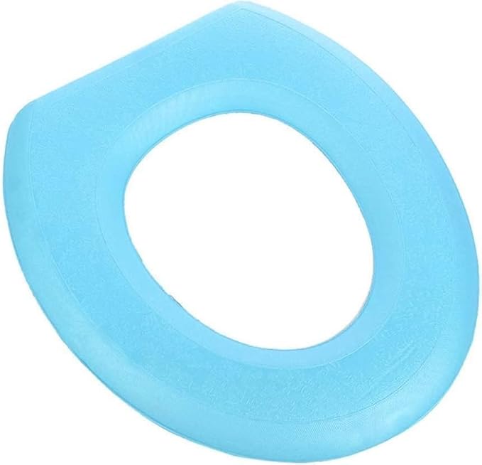 Blue Toilet Seat Cushion, Toilet Seat Cover Waterproof EVA Toilet Seat Cushion O-shape Toilet Lid Seat Cover Bathroom Accessories Easy to Install, Toilet Seats