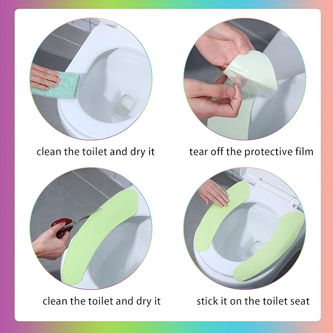 8 Pairs Bathroom Warmer Toilet Seat Cover Pads Washable and Reusable Toilet Seat Cushion Pad Warmer Cover Upgraded Cushion for Winter Bathroom, 4 Colors